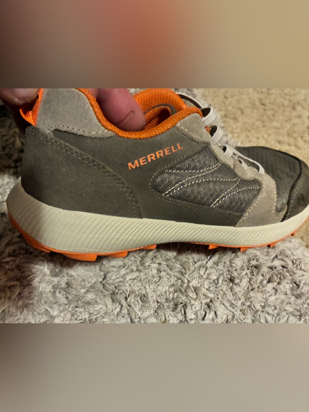 Merrell Men’s Gray and Orange Low-Profile Trail Sneaker -Size 4